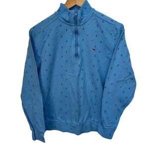 Vineyard Vines Blue Cotton Pullover | Quarter Zip | Size Small
